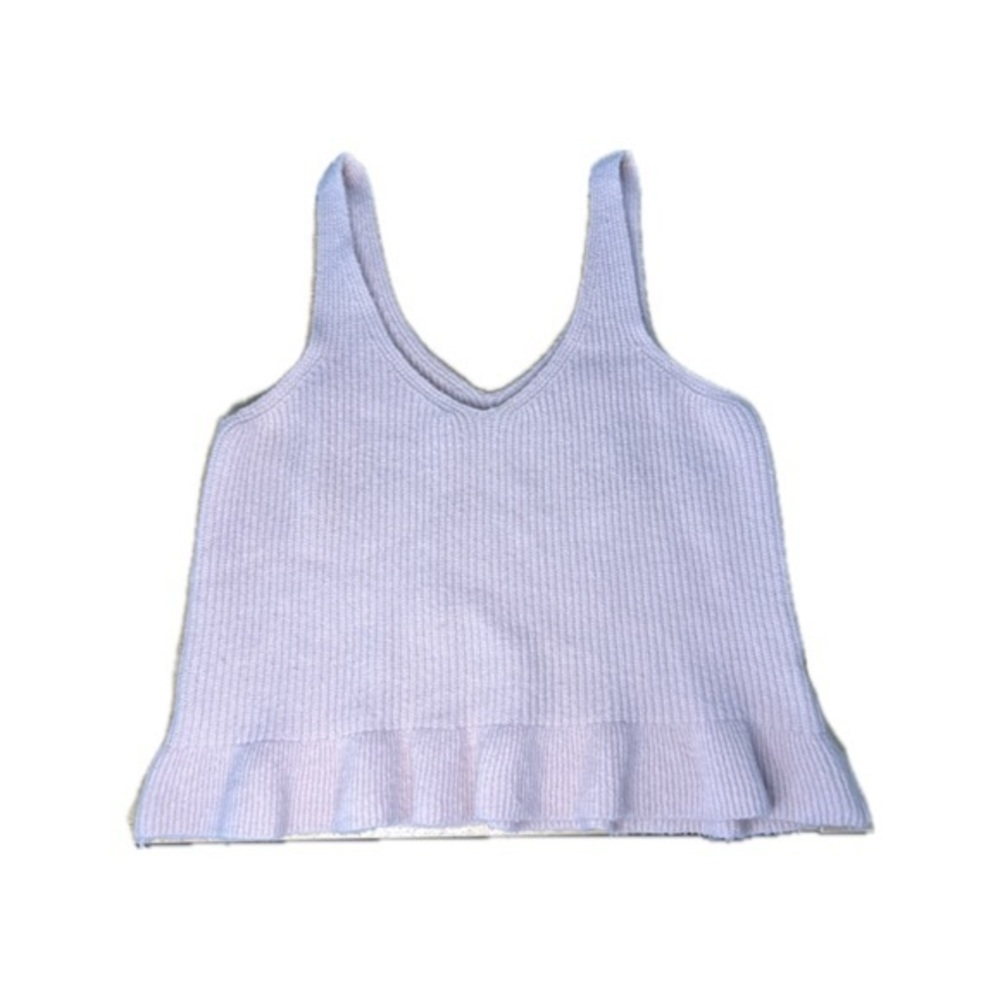 CodexMode Light Purple Pink Plush Knit Tank Top Size Large Flare Hem Scoop Neck